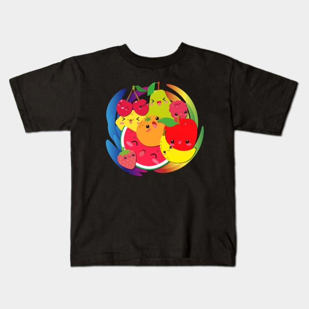 Kawaii Fruits Kids T-Shirt by Arie